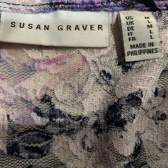 Printed Stretch Lace Drape Front Cardigan - Picture 5 of 5